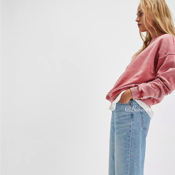 NEW Free People Falling Forward Snow Washed Destroyed Crew - Picture 4 of 12